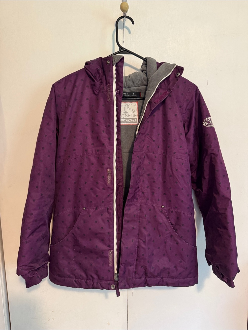 Kids Hooded Purple Star-Print Puffer Jacket